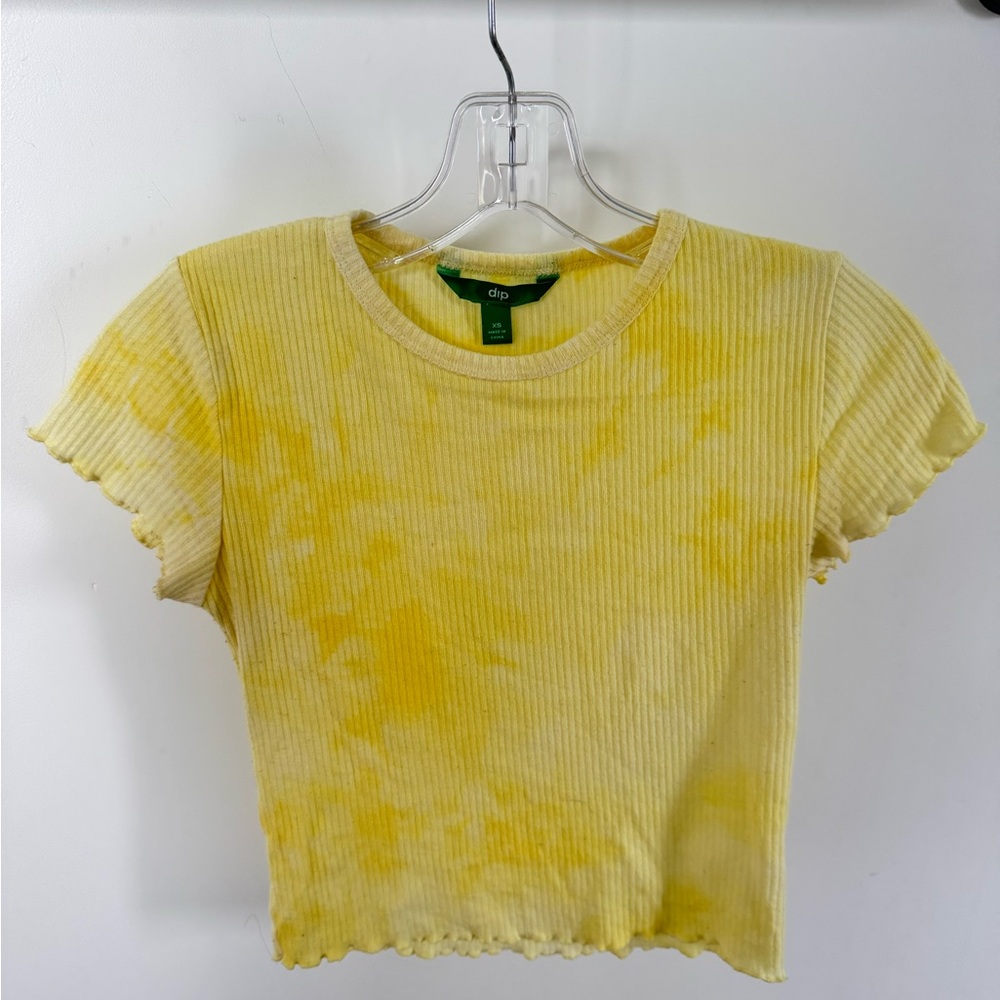 Dip Women's Sunny Yellow Tie-Dye Ribbed Tee